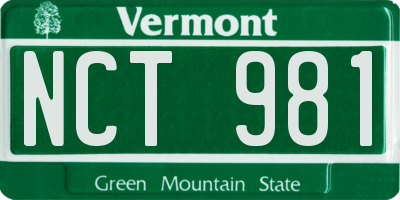 VT license plate NCT981