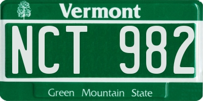 VT license plate NCT982