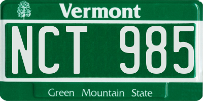 VT license plate NCT985