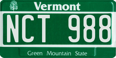 VT license plate NCT988