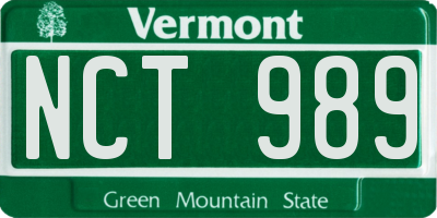 VT license plate NCT989