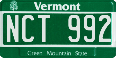 VT license plate NCT992