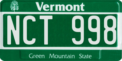 VT license plate NCT998