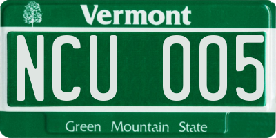 VT license plate NCU005