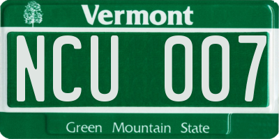 VT license plate NCU007