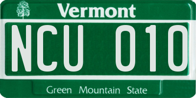 VT license plate NCU010