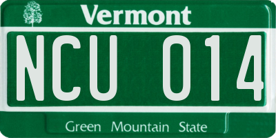 VT license plate NCU014