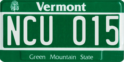 VT license plate NCU015