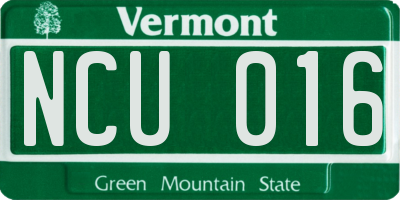 VT license plate NCU016