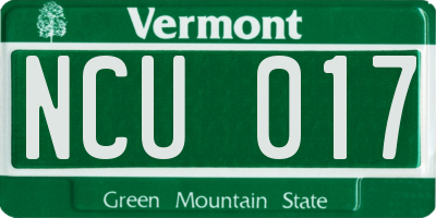 VT license plate NCU017