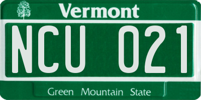 VT license plate NCU021
