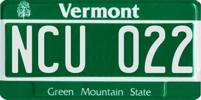 VT license plate NCU022