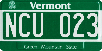 VT license plate NCU023