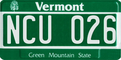VT license plate NCU026