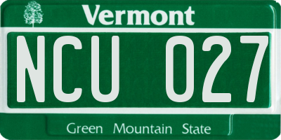 VT license plate NCU027