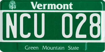 VT license plate NCU028