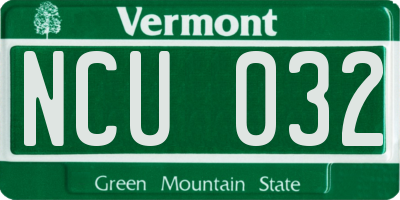 VT license plate NCU032