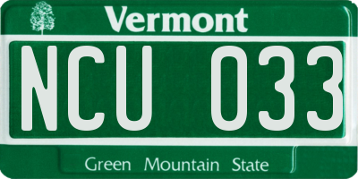 VT license plate NCU033