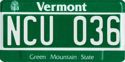 VT license plate NCU036