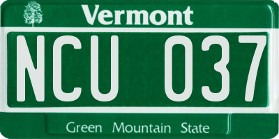 VT license plate NCU037