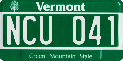 VT license plate NCU041