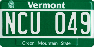 VT license plate NCU049