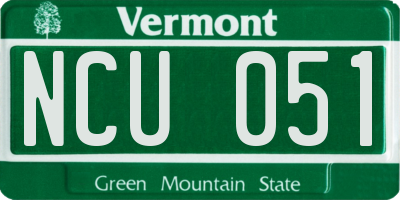 VT license plate NCU051