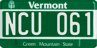 VT license plate NCU061