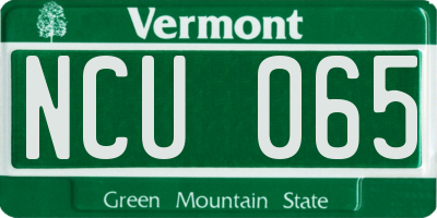 VT license plate NCU065