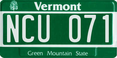 VT license plate NCU071