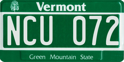 VT license plate NCU072