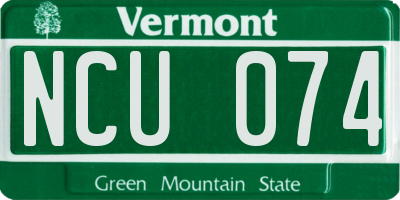 VT license plate NCU074