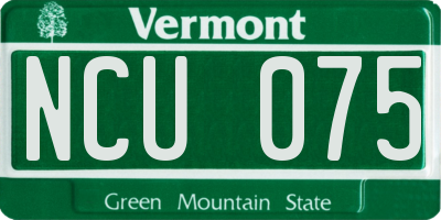 VT license plate NCU075