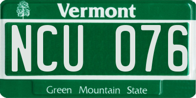 VT license plate NCU076