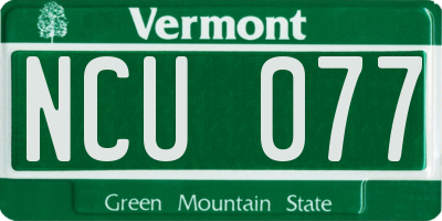 VT license plate NCU077