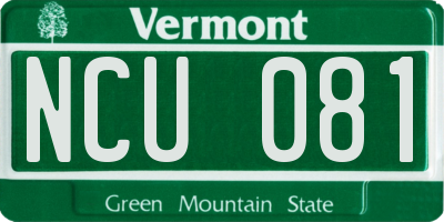 VT license plate NCU081
