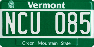 VT license plate NCU085