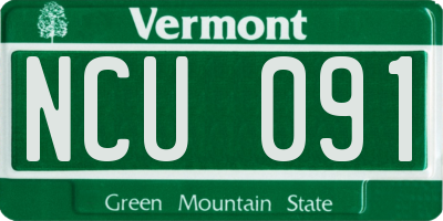 VT license plate NCU091