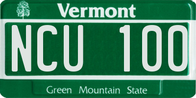 VT license plate NCU100