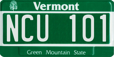 VT license plate NCU101