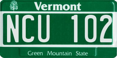 VT license plate NCU102