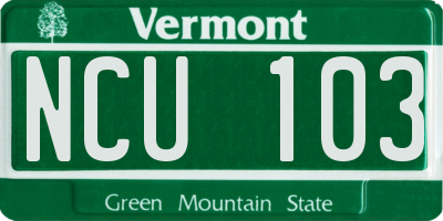VT license plate NCU103