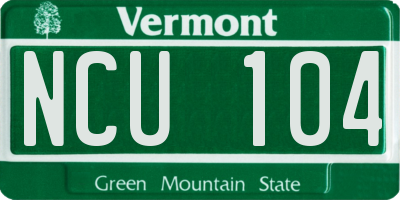 VT license plate NCU104