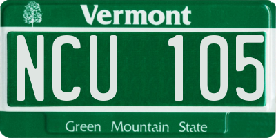 VT license plate NCU105