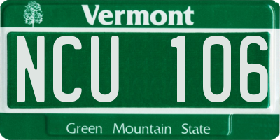 VT license plate NCU106