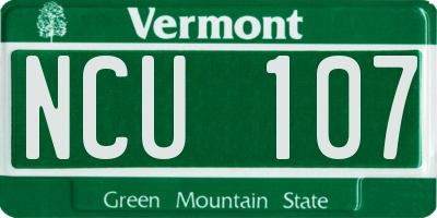 VT license plate NCU107