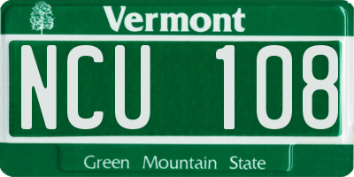 VT license plate NCU108