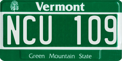 VT license plate NCU109