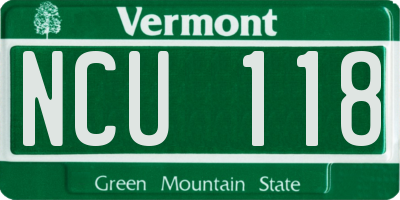 VT license plate NCU118