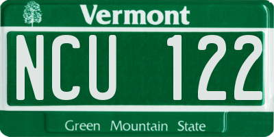 VT license plate NCU122